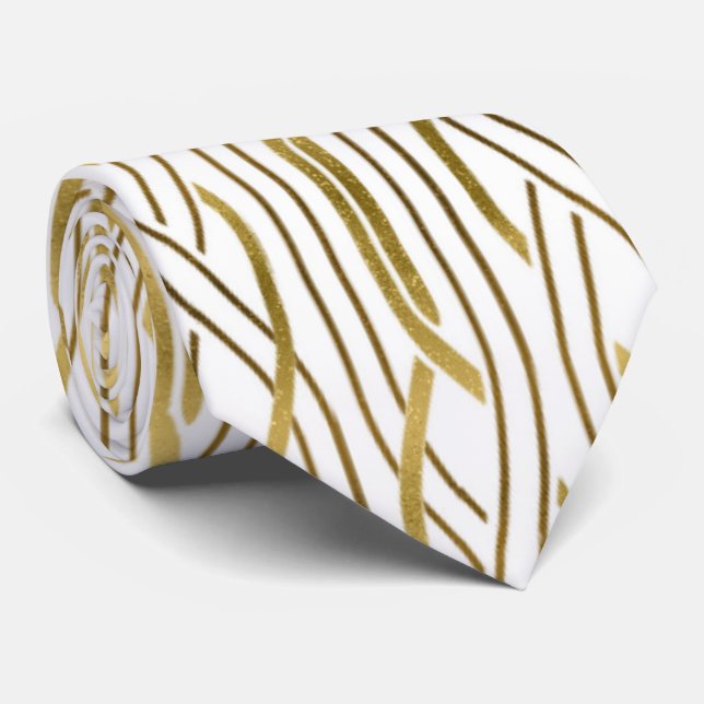 elegante Kunst Deko goldene Muster Krawatte (Gerollt)