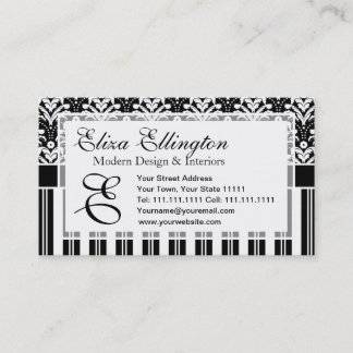 Elegante Kunst-Deko-Vintager Blumendamast und Visitenkarte