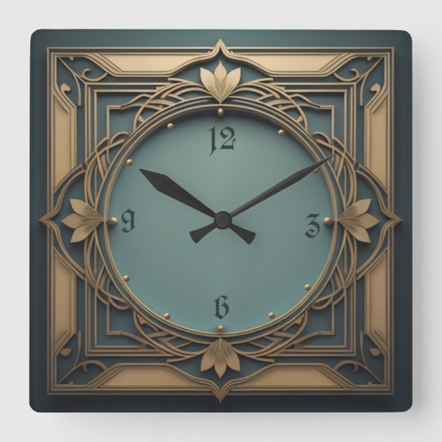 Elegante Kunst, Dichtung und Musik Quadratische Wanduhr (Vorderseite)