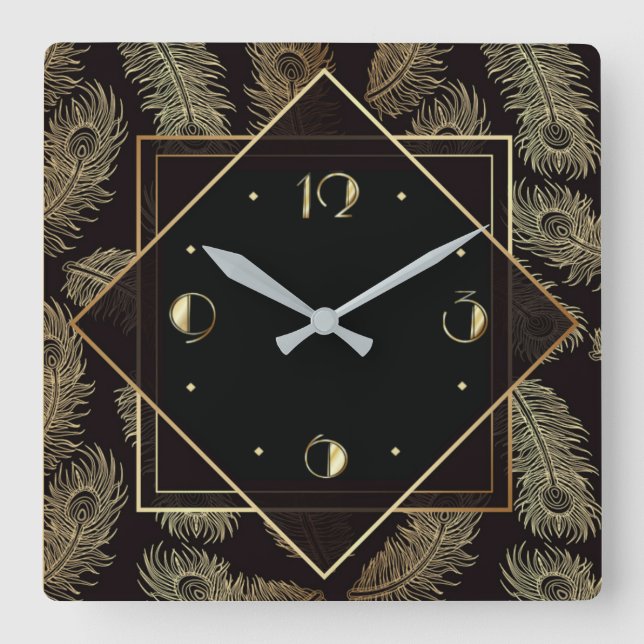 Elegante Kunst, Dichtung und Musik Quadratische Wanduhr (Vorderseite)