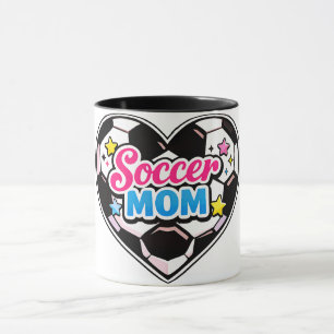 Elegante Kunst Herzförmige Fußball-Mama Tasse