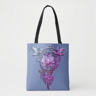 Elegante Kunst nouveau Singrünrosa-Blumenjuwel Tasche