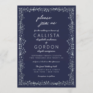 Elegante Künstlerische Hochzeit am Blue Silver Bor Einladung