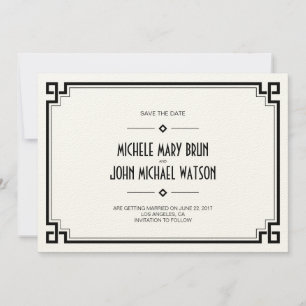 Elegante Kunststoff-Schwarze Rahmen Art Deco Hochz Save The Date