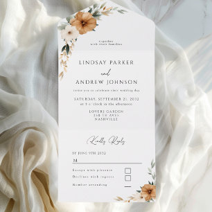 Elegante Kupfer- & Erdige Botanische Hochzeit All In One Einladung