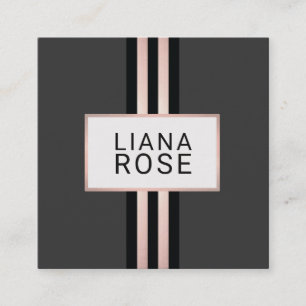 Elegante Kupfer-Rose Gold gestreift Quadratische Visitenkarte