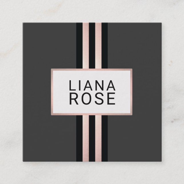 Elegante Kupfer-Rose Gold gestreift Quadratische Visitenkarte (Vorderseite)