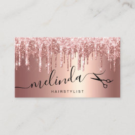 Elegante Kupfer Rose Gold Glitzer Tropfen Haarstyl Visitenkarte