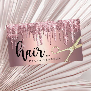 Elegante Kupfer Rose Gold Glitzer Tropfen Haarstyl Visitenkarte