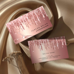 Elegante Kupfer Rose Gold Glitzer Tropfen Haarstyl Visitenkarte