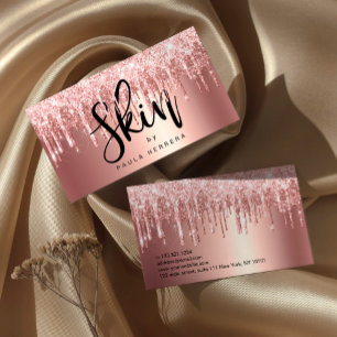 Elegante Kupfer-Rose Gold Glitzer Tropfen Haut Visitenkarte