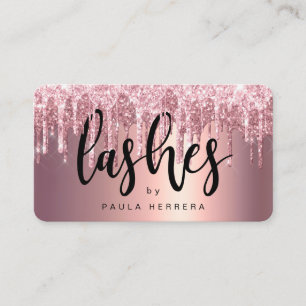 Elegante Kupfer-Rose Gold Glitzer Tropfen Lashes Visitenkarte