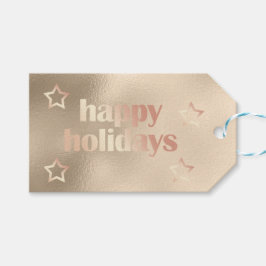 Elegante Kupfer Rose Gold Happy Holidays Weihnacht Geschenkanhänger