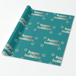 Elegante Kupfer Rose Gold Happy Holidays Weihnacht Geschenkpapier
