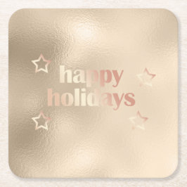 Elegante Kupfer Rose Gold Happy Holidays Weihnacht Rechteckiger Pappuntersetzer