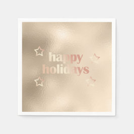 Elegante Kupfer Rose Gold Happy Holidays Weihnacht Serviette