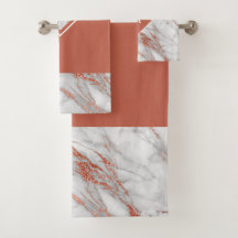 Elegante Kupfer-Rose Gold und Weißmarmor |Monogram