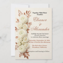 Elegante Kupfer-Roségold-Blumenhochzeits-Einladung