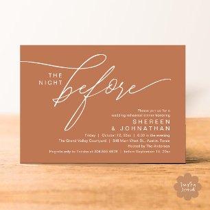 Elegante Kupfer-Schrift Hochzeitsprobe-Dinner Einladung