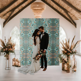 Elegante Kupfer Türkis Minimale Blume Wandteppich