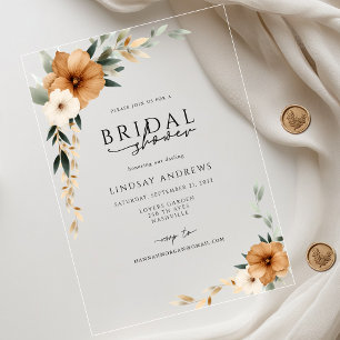 Elegante Kupfer- und erdige botanische Brautparty Acryleinladungen