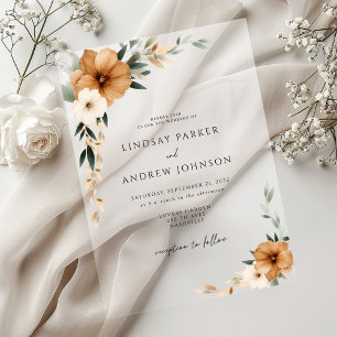 Elegante Kupfer- und erdige weiße Hochzeit Acryleinladungen