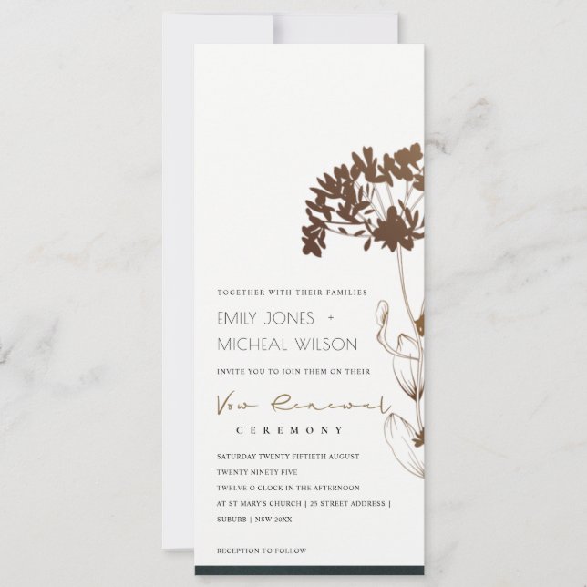 ELEGANTE KUPFERFOLIE HYDRANGEA FLORAL VOW RENEWA EINLADUNG (Vorderseite)