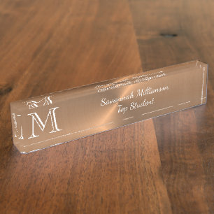 Elegante Kupferkesseln Metal Monogram Student Meta Namensplakette