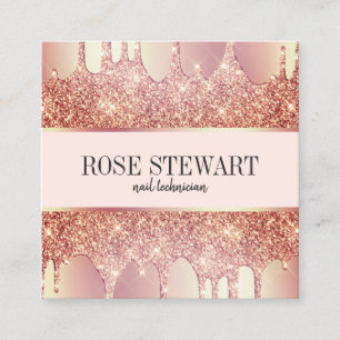 Elegante Kupfernageln der Rose Gold Glitzer Tropfe Quadratische Visitenkarte