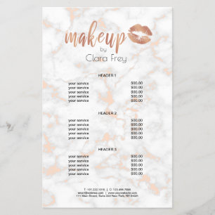 Elegante kupferne roségoldene Lippen und Marmor-Ma Flyer