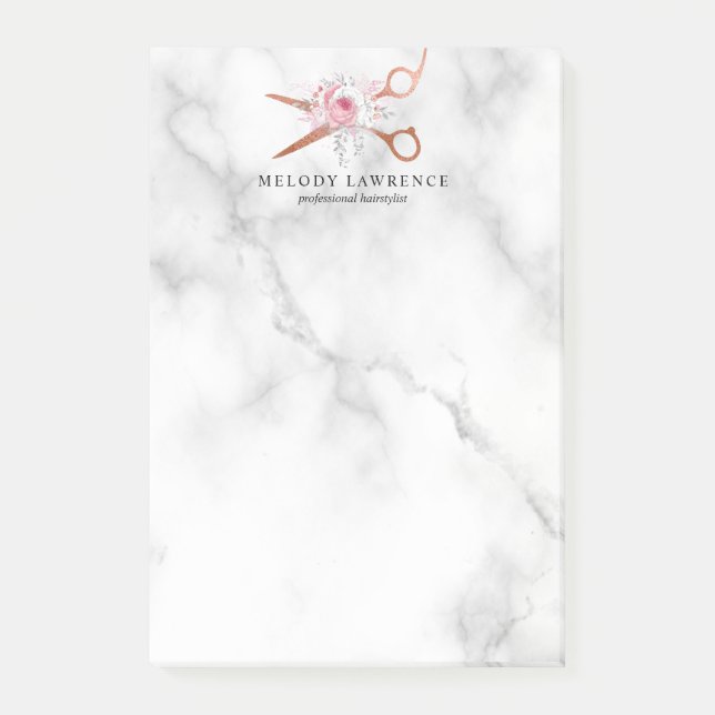 Elegante Kupferschere aus Rose Post-it Klebezettel (Vorderseite)