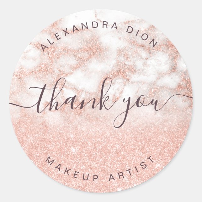 Elegante Kupferschminke-Rose Gold Glitzer Makeup-K Runder Aufkleber (Vorderseite)