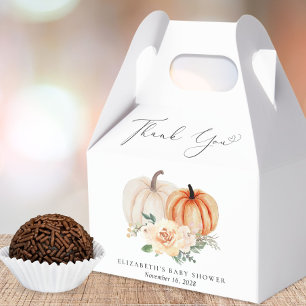 Elegante Kürbis-Blumen-Baby-Shower-Dankeschön Geschenkschachtel
