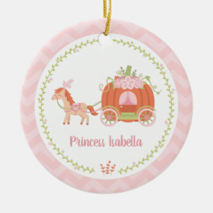 Elegante Kürbis-Kutsche Prinzessin Mädchen Ornamen Keramikornament