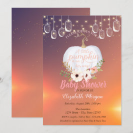 Elegante Kürbis, Licht, Blumentextur Babydusche Einladung