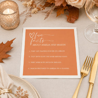 Elegante Kürbis-Orange Hochzeitsfakten-Hochzeit Serviette