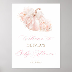 Elegante Kürbis-Schleife Baby Shower Begrüßung Poster