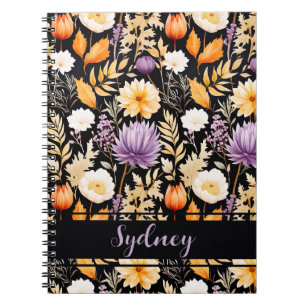 Elegante Kürbis und Blume fallen Muster Notizblock