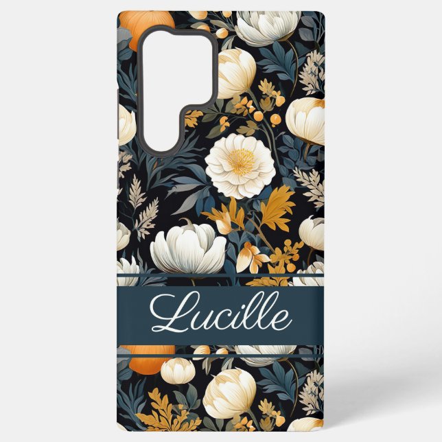 Elegante Kürbis und Blume fallen Muster Samsung Galaxy Hülle (Rückseite)