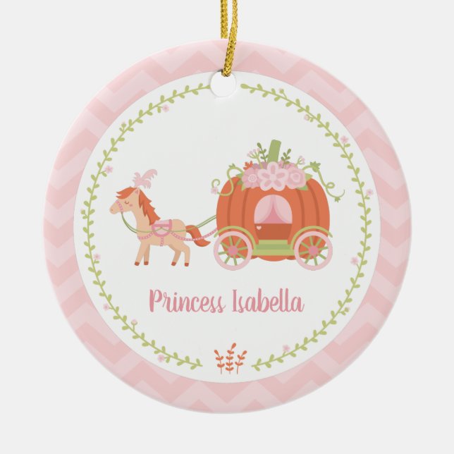 Elegante Kürbis-Wagen-Prinzessin Girl Ornament (Vorne)