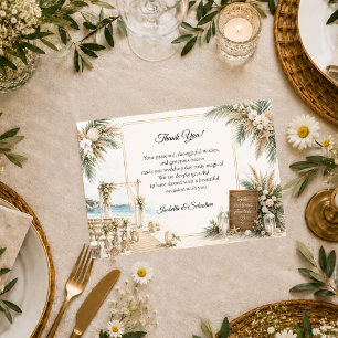 Elegante Küsten-Boho-Romantik-Hochzeit Dankeskarte