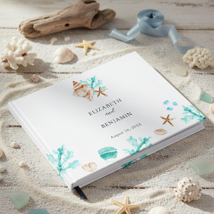Elegante Küsten-Meeresschnecke-Aquarell-Strandhoch Gästebuch