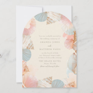 Elegante Küsten-Muschel-Foto-Hochzeitseinladung Einladung