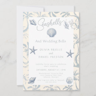 Elegante Küsten-Muschel-Hochzeitseinladung Einladung