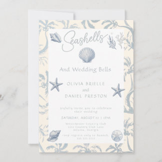 Elegante Küsten-Muschel-Hochzeitseinladung Einladung