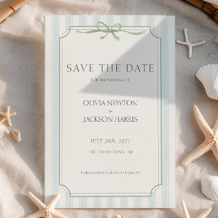 Elegante Küsten-Sage-Misty-Blue-Hochzeit Save The Date