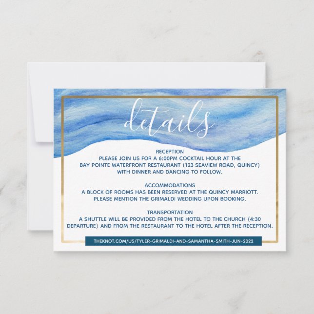 Elegante Küstengewässer - Details Umschließung RSVP Karte (Vorderseite)