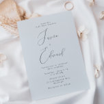 Elegante Küstenmeer-Nebel Blue Script Hochzeit Einladung<br><div class="desc">Elegante Coastal Nebel Blue Script Einladung Hochzeitsfeiern Siehe Matching Kollektion in unserem Nest- und Nestladen</div>