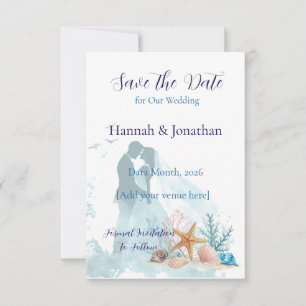 Elegante Küstenromanze-Hochzeit Save The Date