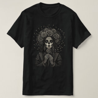 Elegante La Catrina Floralskelett-Kunst T-Shirt